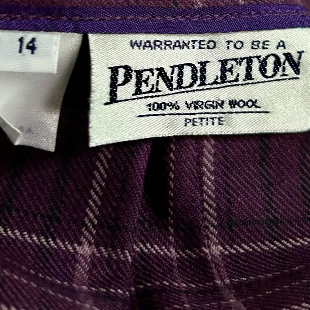 Pendleton All Wool Deep Purple Plaid A-Line Skirt. Size 14 - Picture 2 of 3